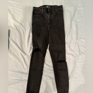 Abercrombie & Fitch Black Distressed Skinny Jeans